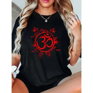 100% Cotton Unisex Om Ohm Aum Symbol Spiritual Yoga Gift T-Shirt – Soft Touch, 2026 Round Neck Short Sleeve T-Shirt