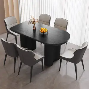 Guyii 55.11 Inch Dining Table Set with 4/6 Chairs Modern Kitchen Table for Kitchen Bar Living Room Breakfast Nook Small Space Black Assembly Required Elegant Design Robust Construction Exquisite Table Legs