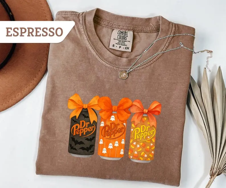 Comfort Colors Halloween Dr Pepper Coquette Shirt, Halloween Tee, Cute Dr Pepper Shirt, Drinking Dr Pepper Shirt