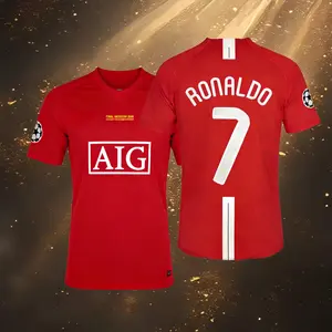 07 08/Home Kit/Short Sleeve /7# Ronaldo/Retro/Soccer Jersey/Red/Fans Version