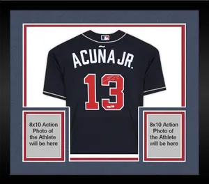 Framed Ronald Acuna Jr. Atlanta Braves Autographed Navy Nike Replica Jersey - Fanatics Authentic Certified