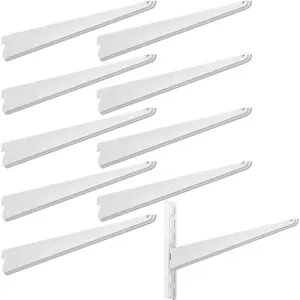 10 Pack Adjustable Heavy Duty Wire Shelf Brackets for Double Track System Closet Organization, White, 11.5 Inches