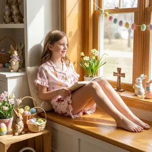 2Pcs Easter Pajamas Sets for Girls Short Sleeve Lapel V Neck Button Down Animals Egg Print Tops and Elastic Waist Shorts