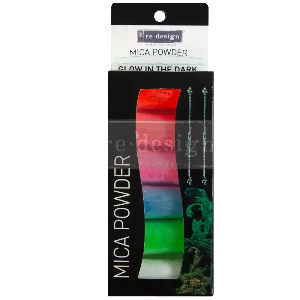 Prima Marketing Decor Pigment Powder Set - Redesign With Prima DT Sample, Glow In The Dark, Artist Supplies, DIY Color, 655350662851