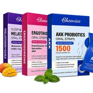 Sheenice 3 Pack Wellness Bundle: Melatonin GABA Sleep  Fast-Dissolving Strips, 35mg Ergothioneine Anti-Aging  Fast-Dissolving Strips & 15B CFU AKK Probiotics Gut Fast-Dissolving Strips, Mango & Peppermint Flavor, Gluten Free, 30 Strips Each