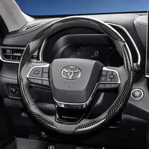 For TOYOTA Segmented Carbon Fiber Steering Wheel Cover, Automotive, Sporty Style Non-Slip Comfortable Grip 2/3-Piece Set Quick-Install Design All-Season Compatibility For RAV4/Corolla/Hilux/Camry/Yaris/Corolla Cross/Highlander