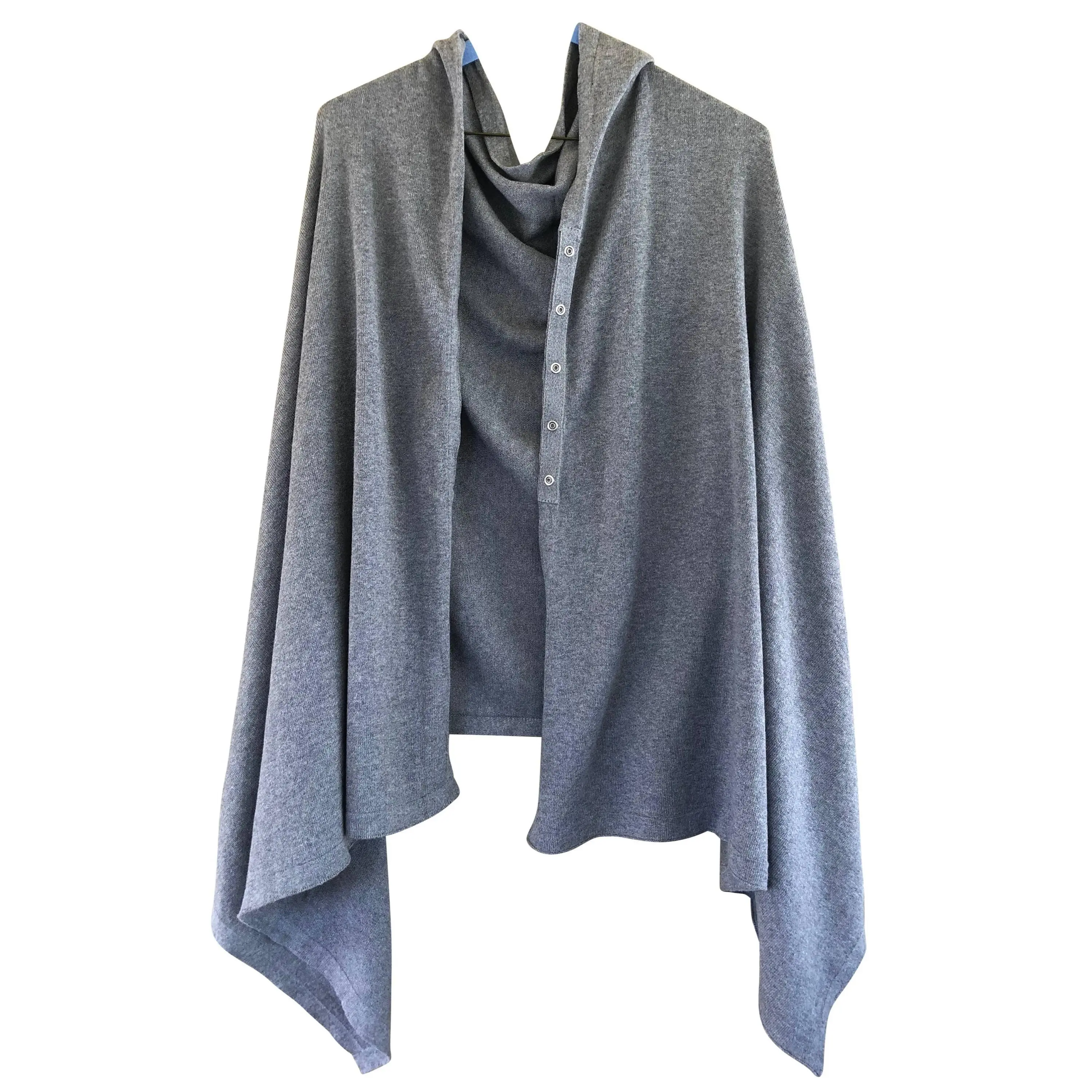 Chloe & Lex Shoulder Snap Poncho Gray