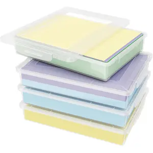 4 Pack Plastic Multi-Purpose Storage Box with Latching Lids, Clear A4, 8.5" x 11" Letter Size Paper Storage, Storage Containers for Board Game, Craft, Document, Magazine, Art Supplies