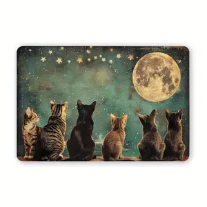 Vintage Cat & Moon Metal Sheet Sign 12x8 Durable aluminum Wall Art for Home Bar Cafe Garage Easy Hanging Rustic Farmhouse Design for Living Room Bedroom Kitchen & Outdoor Spaces Cute Ornaments Stylish Home Decoration Artistic