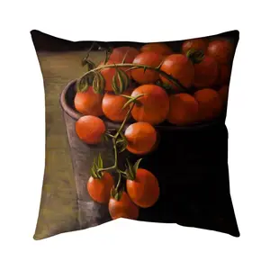 Begin Home Decor 5542-2020-GA56 20 x 20 in. Bucket of Cherry Tomatoes - Contemporary Outdoor Throw Pillow