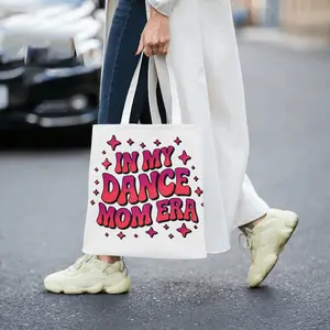 Fashion Trend In My Dance Mom Era Printed Canvas Tote Bag Large Capacity Shoulder Bag Shopping Bag Women's Casual Tote Dance Mom Theme Gift Bag Eco Friendly Durable Versatile Commuting Bag