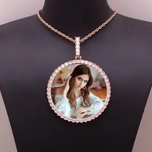 (Custom-made) Extra-large photo frame, custom photo pendant for boys, inlaid with zircon, a unique necklace, perfect for gifting to family/friends/lovers. woman girl gift