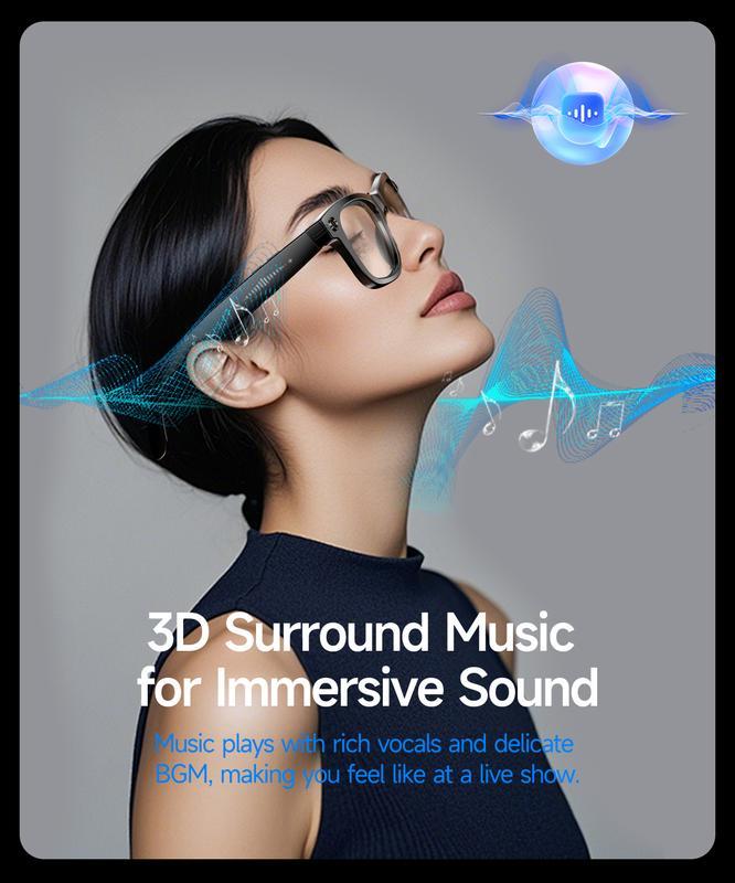 HIRO Smart AI Camera Glasses - 3D Surround Music