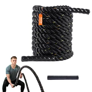 Spring new arrivals Battle Rope, 1.5 Inch Diameter 30Ft Length Polyester Exercise Rope, Battle Exercise Equipment, Heavy Weighted Rope for Home Gym Body Workout Core Strength Training Muscle Building Fitness