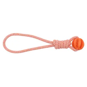 Dog Training Ball on Rope, Cotton Rope Ball, Tug Ball Toy, Tough Rope Toy, Non-Toxic and Durable Dog Toys for Big and Small Dogs
