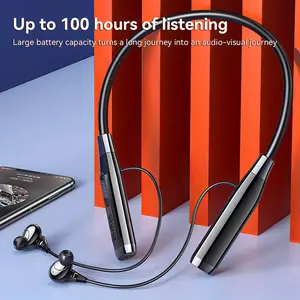 Neckband Headphones, 100h Ultra Long Playtime, V5.3 Bluetooth Earbuds with Microphone, Excellent Stereo Sound, Magnetic Ear Hooks, USB‑C Charging, Foldable and Lightweight Design, Noise‑Cancelling Earbuds for Sports, Ideal for Gym and Running, Compatible