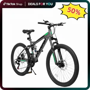 27.5 Inch Full Suspension Mountain Bike with Dual Front Rear Shock Absorbers, Mechanical Disc Brakes and 21-Speed Gear System, Unisex Bicycle for Men and Women, Perfect for Trail Riding, Outdoor Adventure, Commute, Travel and Fitness Cycling On-Site tall