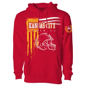 Men Vintage USA Flag Football Pullover Hoodie - Kansas City