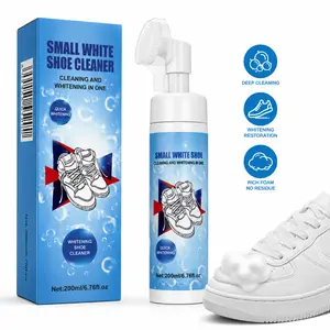 Sneaker Cleaner Foam with Built-in Brush Head, Shoe Cleaning Kit for White Shoes, Stain & Dirt Remover Spray, Sneaker Whitener Foaming Cleaner