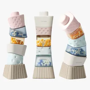 evoceler Stacking Toys for Toddlers 1-3，9° Stacking Blocks with 2 Rattles & Teethers, Soft Balance Learning Baby Toys 6-12 Months,Sensory Montessori Toy for 1 Year Old, Boys Girls Gift, 6 Blocks Set