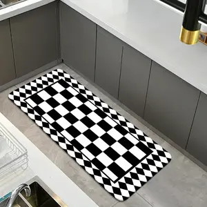 Checkerboard Pattern Kitchen Mat, 1 Count Non-slip Kitchen Rug, Soft Absorbent Kitchen Runner, Decorative Carpet for Home Kitchen Living Room