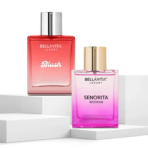 BellaVita Luxury Blush & Senorita Perfume Combo for Women | Eau De Parfum Gift Set | Long Lasting Fruity, Woody & Musky Fragrances | 2 x 100ml | Premium, Elegant & Luxurious Perfume Duo