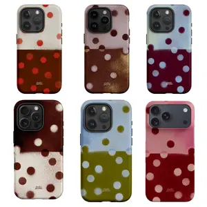 BURGA Tough Phone Cases - Cherry Edition | for iPhone 17 16 15 14 13 12 11 Series | Polka Dot Phone Case | Trendy 2026 Phone Case | Shockproof Protection | Gift for Her