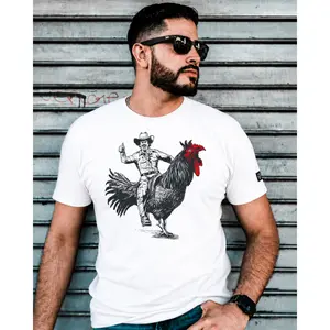 Cowboy Rooster Shirt, Mexican Gallo Graphic Tee, White Western Country T-Shirt,Gamefowl Style, Game Farm Life Funny Ranchero Rooster Rider Shirt, Hispanic Heritage Gift for Men