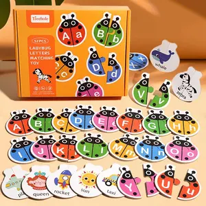 Ladybug Themed Letter Matching Game, Double-sided Alphabet Match Game, Preschool Alphabet Tool, Educational Toy for Kids, Birthday Gifts