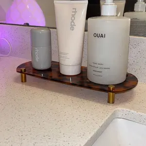 Elegant French Acrylic Utility Tray Set, Turtle Brass Color Leopard Design, Perfect Room Decoration, 1/2 Pieces, Lightweight Stylish Home Accessories #GLOBAL PICKS