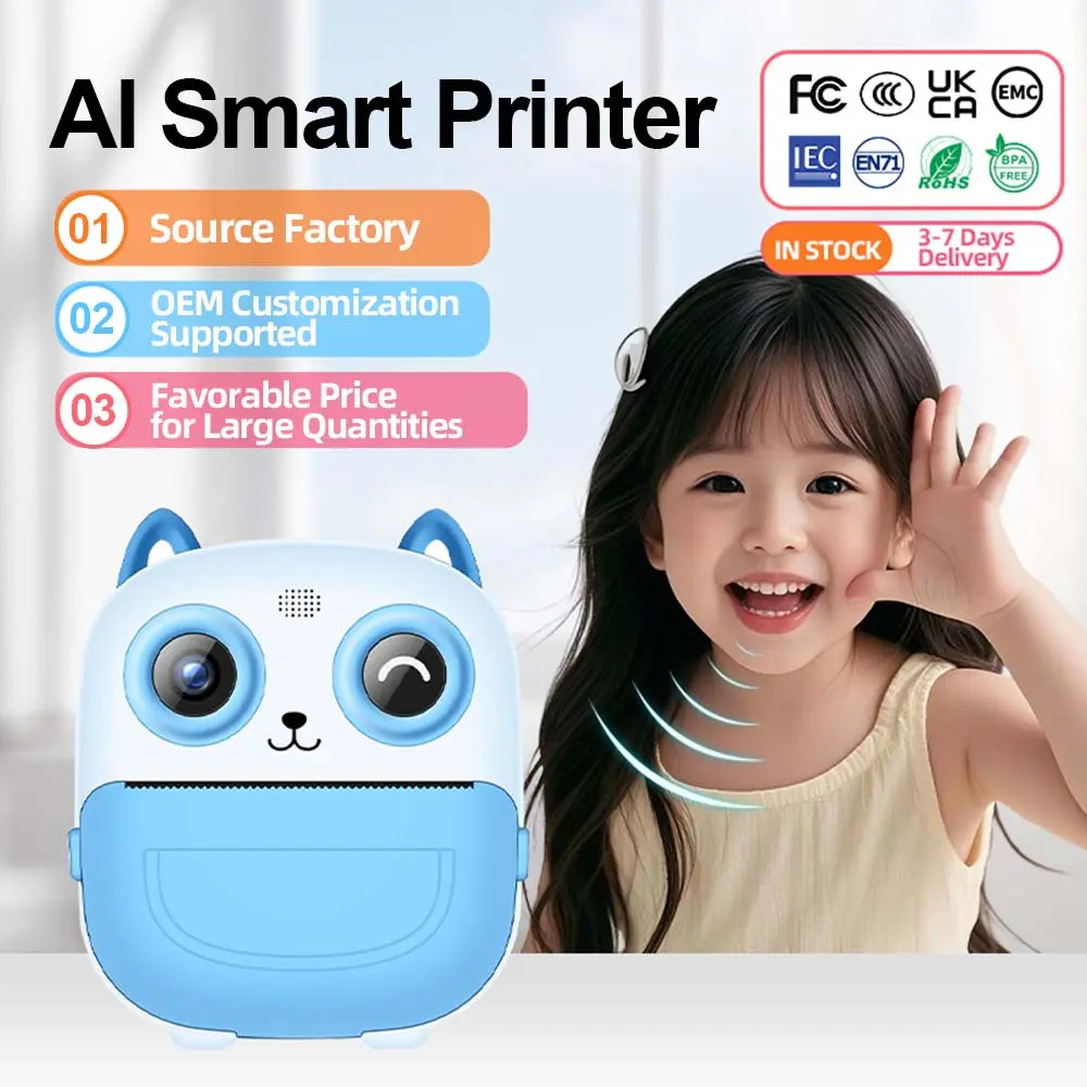 AI Kids Instant Print Camera with Thermal Printer – Educational Digital Camera Toy with Photo Printing