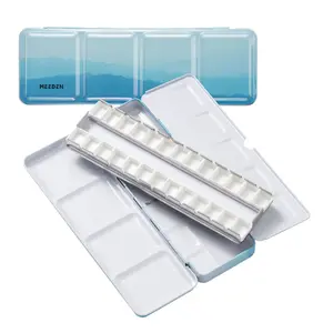 MEEDEN Empty Watercolor Tin Palette: Portable Watercolor Palette Paint Case with 48 Half Pans - Metal Watercolor Palette Tin Box with Lid for Artist Student Adults