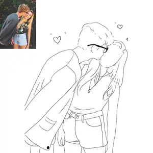 Custom drawn digital photos, profile photos, personalized photos, custom portrait svg, couples, family, pets N3