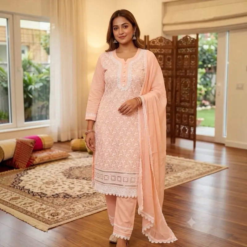 3pc Pure Cotton Indian Suit Set | Soft & Breathable Traditional Wear handmade