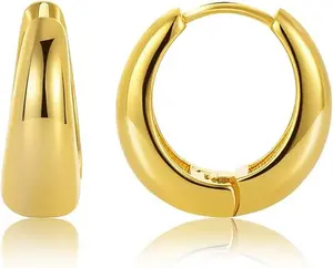 Chunky Gold Hoop Earrings for Women Cute Fashion Hypoallergenic earrings Minimalist Jewelry Gift