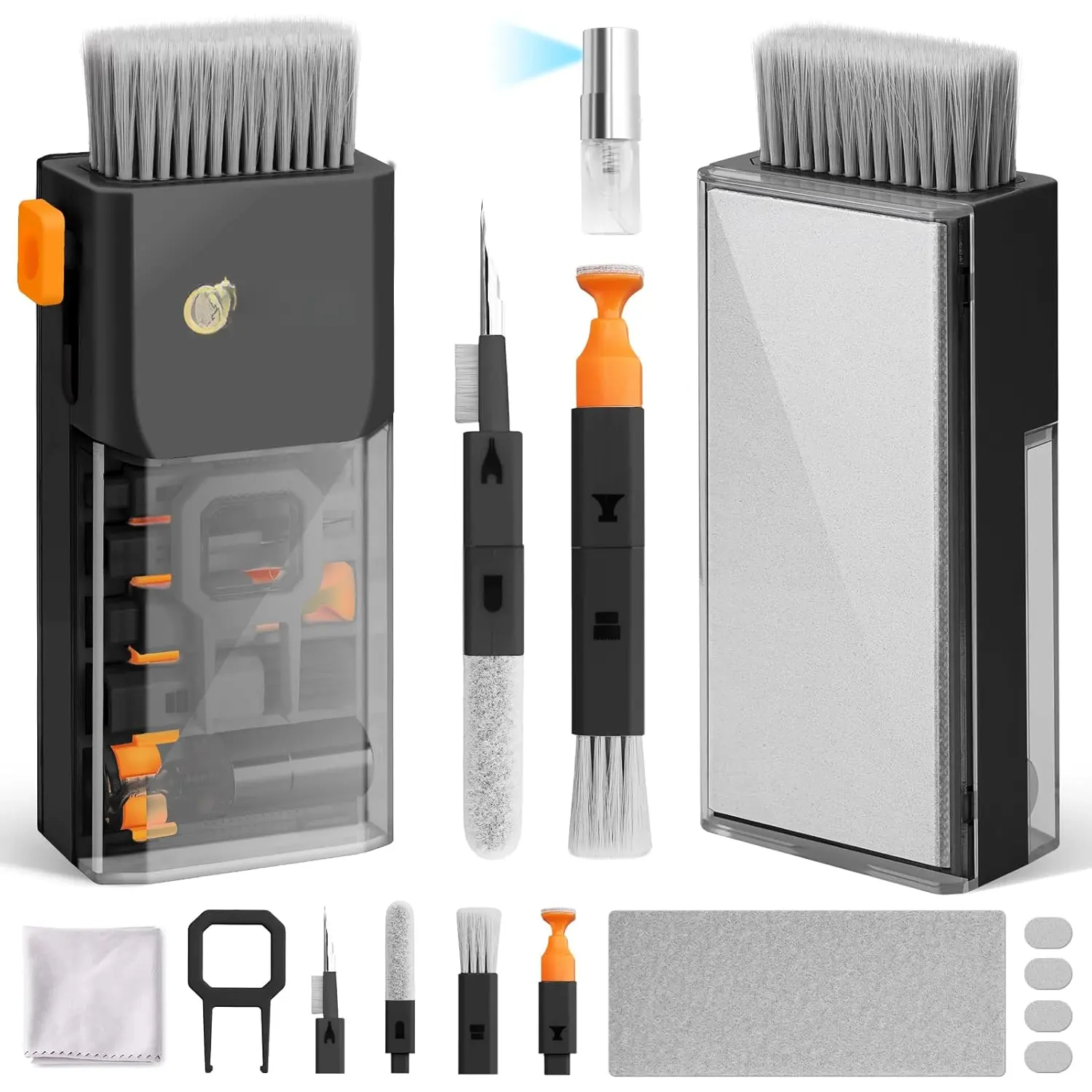 Keyboard Cleaning Kit Keyboard Cleaner, All in One Computer Screen and Laptop Cleaner, Compact Portable  Laptop Cleaning Kit with Soft Brush and Spray for MacBook iPad  Earbud, Black