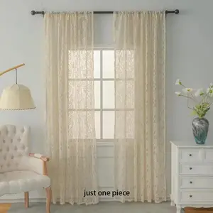 Hollow Out Lace Sheer, 1 Count Single Panel Transparent Curtain Net Curtain Window For Bedroom Living Room Home Decor