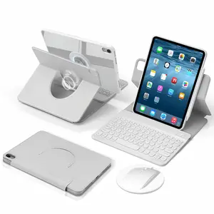 Spallo Magnetic Keyboard Case for iPad Air M4 2026 8th/7th/6th/5th/4th Gen, Tablet Protective Cover, Compatible with iPad A16 11th/10th Gen & iPad Pro M5 2025 , 360° Rotating Backlit Wireless Keyboard Cover with Mouse, iPad Accessories