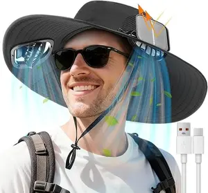Dual-fan sun hat/fishing hat, USB charging, adjustable strap, cool and breathable, high-efficiency battery life, large air volume, and ultra-long battery life guarantee, suitable for various outdoor activities, available in 4-piece sets