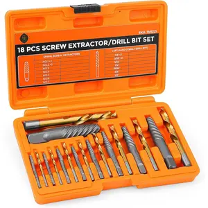 Screw Extractor Set,18  Easy Out Screw Extractor Set and Left-Hand Drill Bit Set,Stripped Screw Extractor Set for Removing Damaged Screws,Broken ,Studs
