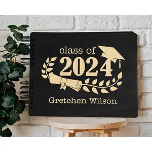 2024 Graduation Party Guest Book Personalized Photo Album Scrapbook with Laser Engraving. Party Decor High School College Grad Gift