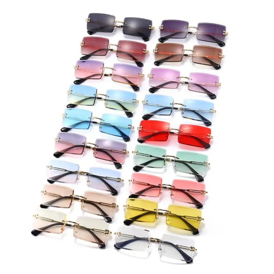 Sunglasses for Women, Vintage Rectangle Polyamide Statement Frame Glasses, Burgundy Semi-Rimless Eyewear with Gradient Lenses & Lightweight UV400 Protection, Casual Glasses, Fashion Eyewear, Blue Light Blocking Lens, Female, Oversized, Womens Sunglasses