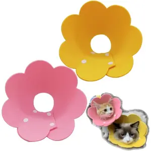 Cat Recovery Collar - Cute Flower Neck Cat Cones After Surgery, Adjustable, Surgery Recovery Elizabethan Collars for Kitten Cats Puppy Rabbits M Size (2pcs)