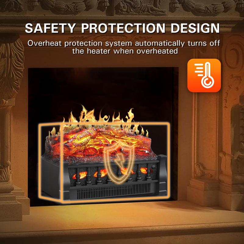 R.W.FLAME Electric Fireplace Insert Log Heater 21",750W/1500W Adjustable 5 Flame Brightness&Speed, Fireplace Insert with Realistic Ember Bed&Traditional Brown Log,Overheat Protection&Remote Control R.W.FLAME Electric Fireplace Insert Log Heater 21",750W/1500W Adjustable 5 Flame Brightness&Speed, Fireplace Insert with Realistic Ember Bed&Traditional Brown Log,Overheat Protection&Remote Control