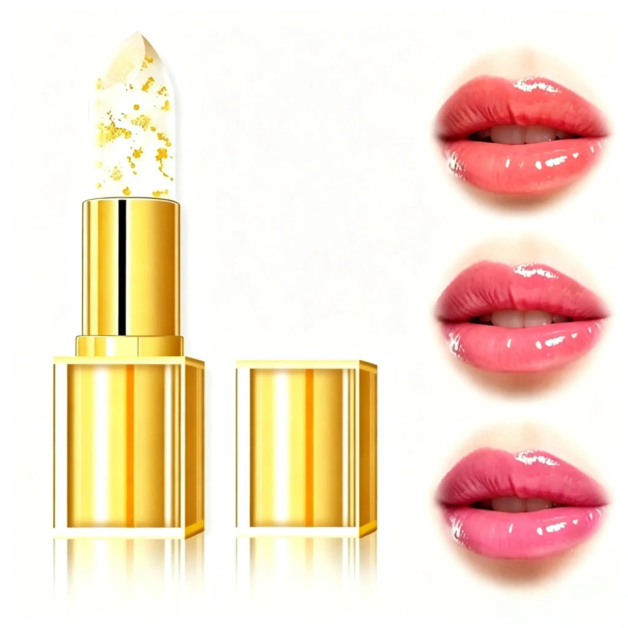 Moisturizing Color-Changing Lipstick Balm – pH Temperature Reactive Tint, Gold Crystal Glow Finish, Smooth Hydration for Soft Shiny Everyday Lips.