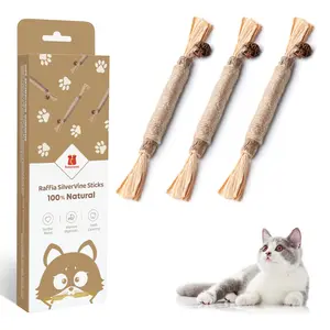 Potaroma 6-Pack Natural Silvervine Stick Cat Chew Toys, Teeth Cleaning & Dental Care for Kittens & Cats