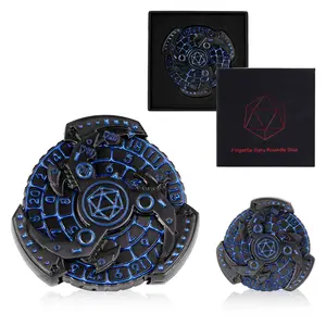 Cyber Mech Dragon 7-in-1 Spinner Dice & Roulette Metal D&D Fidget Toy Stress Relief Model Zinc Alloy Dice Gift Box Antique Gold Black Nickel Colors 204g Net Weight