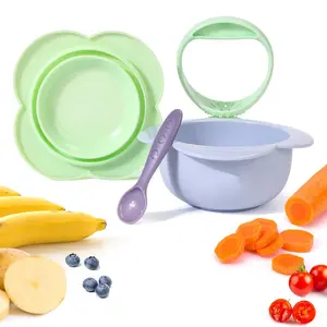 2-in-1 Food Mash and Bowl, Built-in Grinder & Spoon, Lid and Non-Slip Base in One, Dishwasher Safe, Easy to Clean & Store, Perfect for Home Use