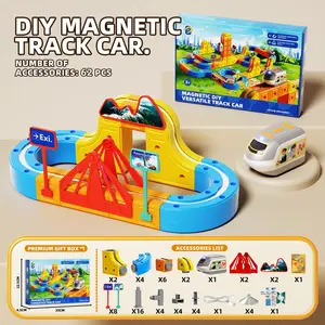 2026 New Magnetic Track 3D Puzzle Toy, 62pcs Electric Train Building Blocks, Educational DIY Gift for Boys and Girls, Birthday Present