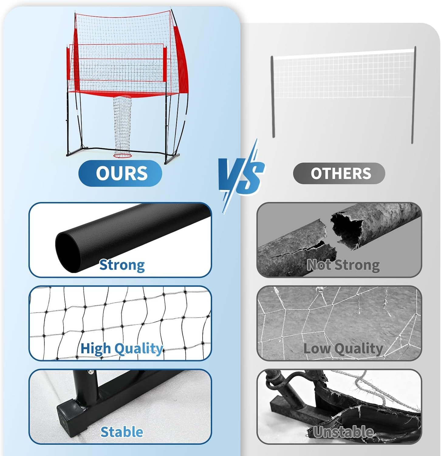 Portable Volleyball Net 8x11 FT, Height Adjustable Volleyball Equipment with Carry Bag, Easy Setup Training Net for Indoor, Outdoor, Beach, Backyard